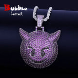 Purple Demon Evil Expression Bling Necklace Hip Hop Jewelry