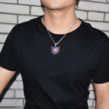 Purple Demon Evil Expression Bling Necklace Hip Hop Jewelry