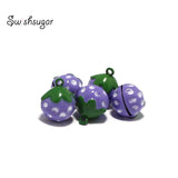 Purple Enamel Strawberry Jingle Bell Charms DIY Craft Pendant