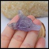 Amethyst Carved Wolf Head Pendant - Purple Natural Stone Animal Bead