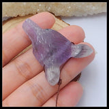 Amethyst Carved Wolf Head Pendant - Purple Natural Stone Animal Bead