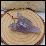 Amethyst Carved Wolf Head Pendant - Purple Natural Stone Animal Bead