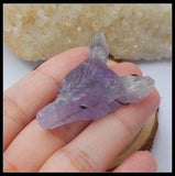Amethyst Carved Wolf Head Pendant - Purple Natural Stone Animal Bead