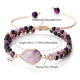 Purple Crystal Agate Stone Wrap Bracelet Charm String Braided Yoga Beaded