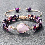 Purple Crystal Agate Stone Wrap Bracelet Charm String Braided Yoga Beaded