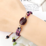 Purple Crystal Agate Stone Wrap Bracelet Charm String Braided Yoga Beaded