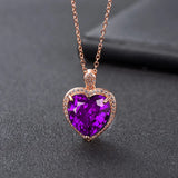 Purple Amethyst Heart Pendant Necklaces 18k Rose Gold Filled Jewelry