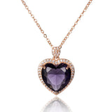 Purple Amethyst Heart Pendant Necklaces 18k Rose Gold Filled Jewelry