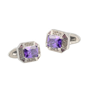 Purple Crystal Zircon Men French Cufflinks