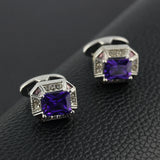 Purple Crystal Zircon Men French Cufflinks