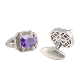 Purple Crystal Zircon Men French Cufflinks