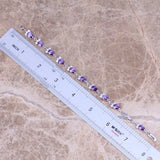 Purple Cubic Zirconia CZ Bracelet Silver Chain 6-8 inch