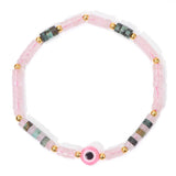 Purple Evil Eye Charm Bracelet Natural Stone Beaded for Women Men