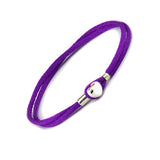 Purple Fabric Cord Bracelet w/ Heart Buckle Sterling Silver Jewelry