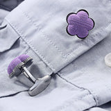 Purple Five-leaf Clover Fabric Stone Cufflinks