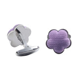 Purple Five-leaf Clover Fabric Stone Cufflinks