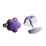 Purple Five-leaf Clover Fabric Stone Cufflinks