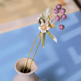 Purple Flower Hair Combs Chinese Hairpins Tassel Pendant Jewelry Women Hanfu Dre