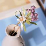Purple Flower Hair Combs Chinese Hairpins Tassel Pendant Jewelry Women Hanfu Dre