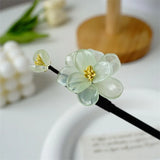Purple Flower Hair Sticks Wooden Hair Pins Retro Floral Headpieces