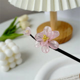 Purple Flower Hair Sticks Wooden Hair Pins Retro Floral Headpieces
