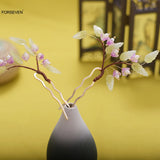 Purple Flower Hairpins Clips U Shaped Hair Sticks Forks Pearl