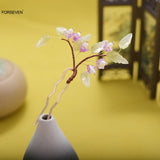 Purple Flower Hairpins Clips U Shaped Hair Sticks Forks Pearl