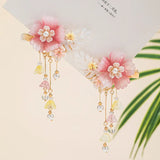 Purple Flower Hairpins Side Clips Chinese Hair Accessories Pendant Pearl Headpie