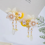 Purple Flower Hairpins Side Clips Chinese Hair Accessories Pendant Pearl Headpie