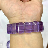 Purple Fluorite Stone Beads Bracelet Gemstone Jewelry Bangle Women Gift