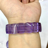 Purple Fluorite Stone Beads Bracelet Natural Gemstone Jewelry Bangle