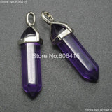 Purple Glass Gems Hexagonal Healing Reiki Chakra Pendant Beads