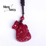 Purple Cinnabar Pixiu Lucky Bag Pendant Natural Jewelry Sets