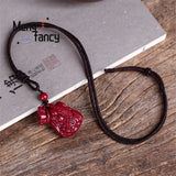Purple Cinnabar Pixiu Lucky Bag Pendant Natural Jewelry Sets