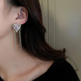 Purple Heart Zircon Tassel Chain Necklace for Women Girl Party Y2k Jewelry