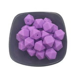14mm Purple Hexagon Silicone Bead for DIY Keychain Craft