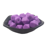 14mm Purple Hexagon Silicone Bead for DIY Keychain Craft