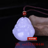 Purple Jade Buddha Pendant Necklace Natural Jewelry Carved Amulet Jadeite