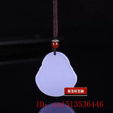 Purple Jade Buddha Pendant Necklace Natural Jewelry Carved Amulet Jadeite