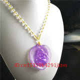Purple Jade Buddha Pendant Necklace Chinese Amulet Charm Jewelry Hand Carved