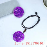 Purple Jade Dragon Phoenix Pendant Natural Men Gift Talismans for Women