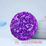 Purple Jade Dragon Phoenix Pendant Natural Men Gift Talismans for Women