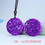 Purple Jade Dragon Phoenix Pendant Natural Men Gift Talismans for Women