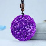 Purple Jade Dragon Phoenix Pendant Natural Men Gift Talismans for Women