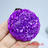 Purple Jade Dragon Phoenix Pendant Natural Men Gift Talismans for Women