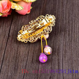 Purple Jade Flower Barrette Hairpin 925 Silver Natural Gemstone Hair Clip