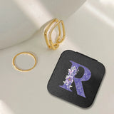 Purple Letter Jewelry Box Portable PU Leather Organizer Display Jewelry Case
