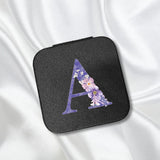 Purple Letter Jewelry Box Portable PU Leather Organizer Display Jewelry Case