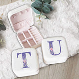 Purple Letters Jewelry Box Portable PU Leather Organizer Display Travel