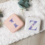 Purple Letters Jewelry Box Portable PU Leather Organizer Display Travel